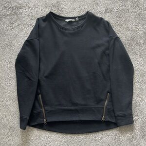 Athleta Black High-Low Crewneck with Zipper Details